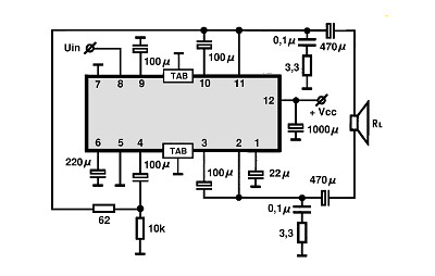 LA4558 BTL circuito eletronico